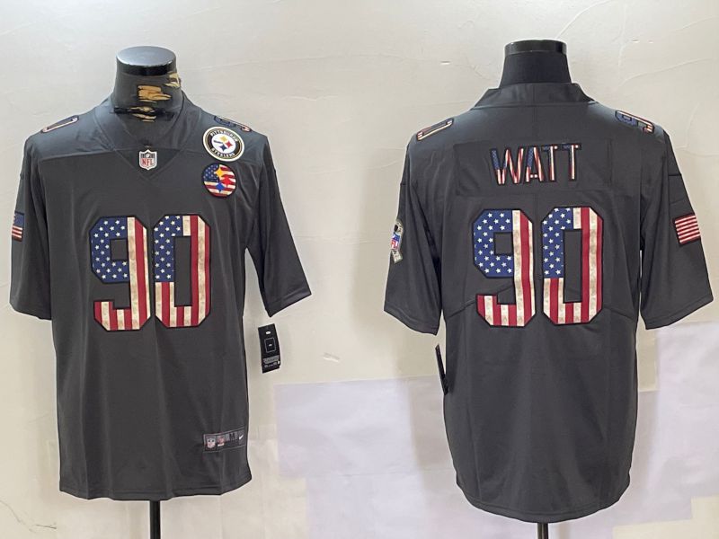 Men Pittsburgh Steelers 90 Watt Grey 2024 Nike National Flag Limited NFL Jersey style 2
